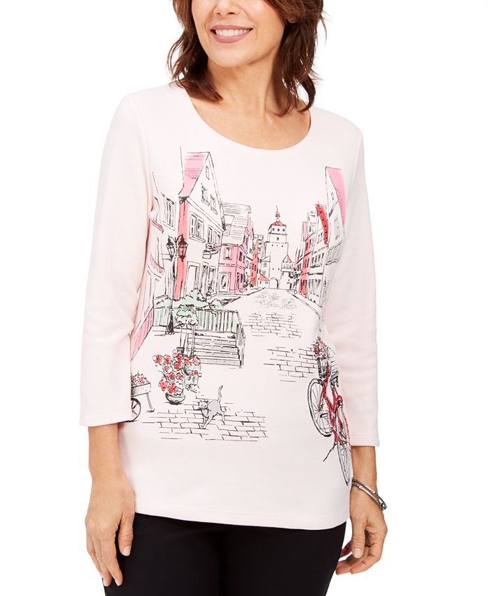 Karen Scott Top Feminino Estampado Rosa Tamanho Pequeno