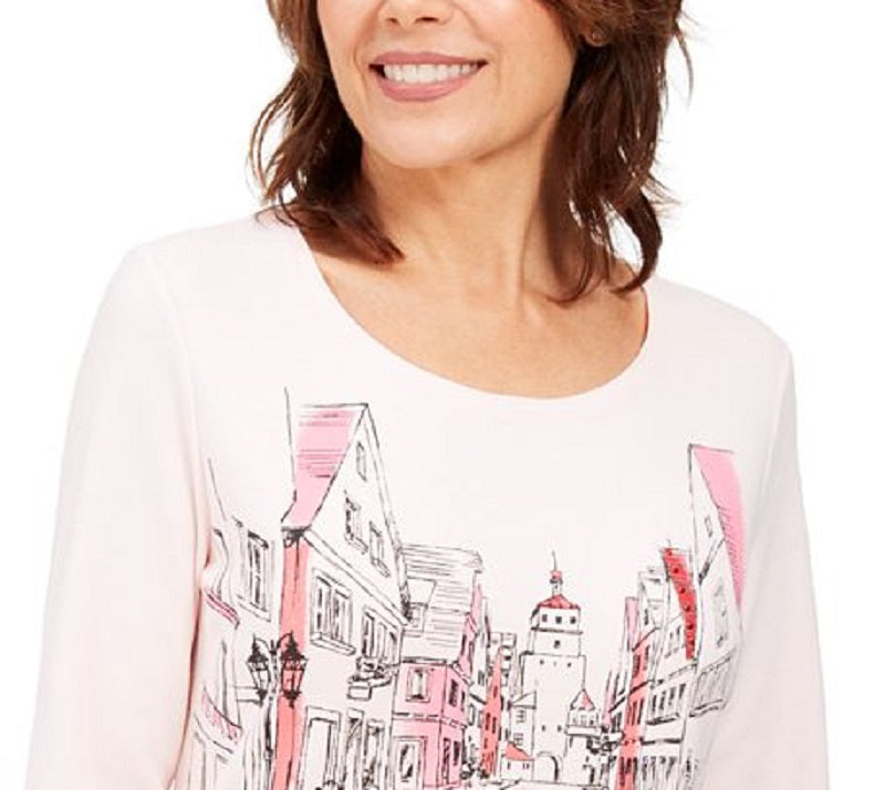 Karen Scott Top Feminino Estampado Rosa Tamanho Pequeno