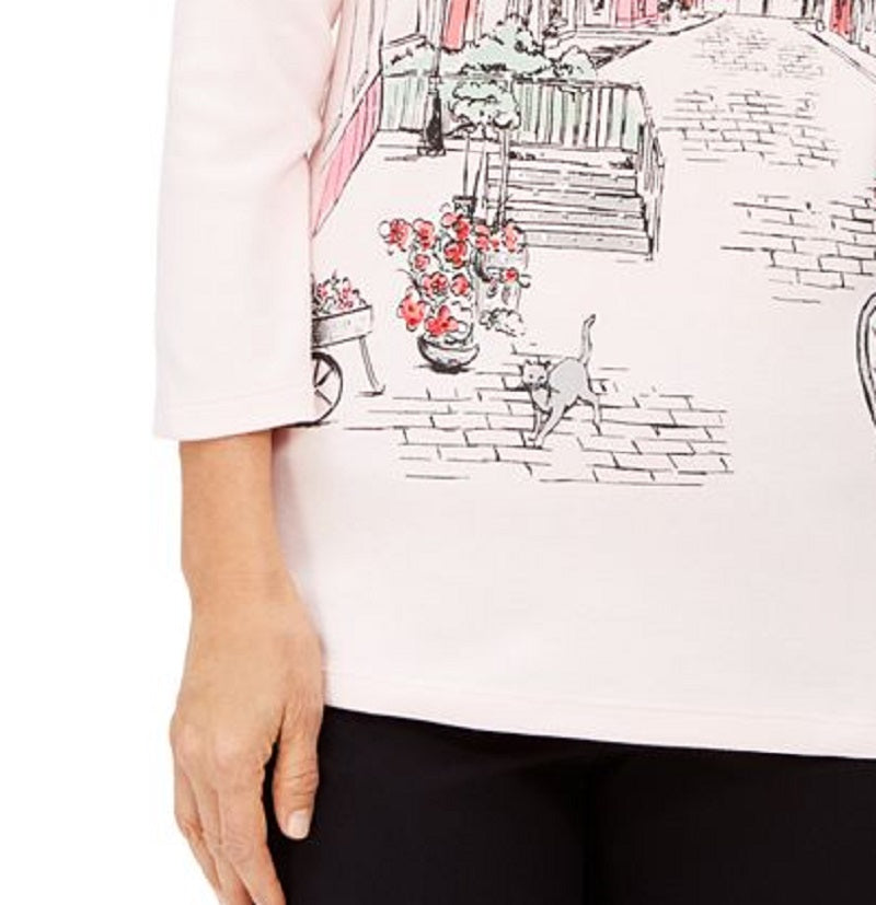 Karen Scott Top Feminino Estampado Rosa Tamanho Pequeno