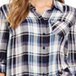 Camisa xadrez feminina de algodão com mangas curtas e abas Style &amp; Co, tamanho pequeno, azul, tamanho extragrande