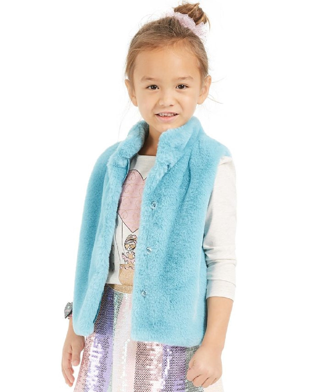 Colete de pele sintética infantil Epic Threads para meninas, azul, tamanho 4T