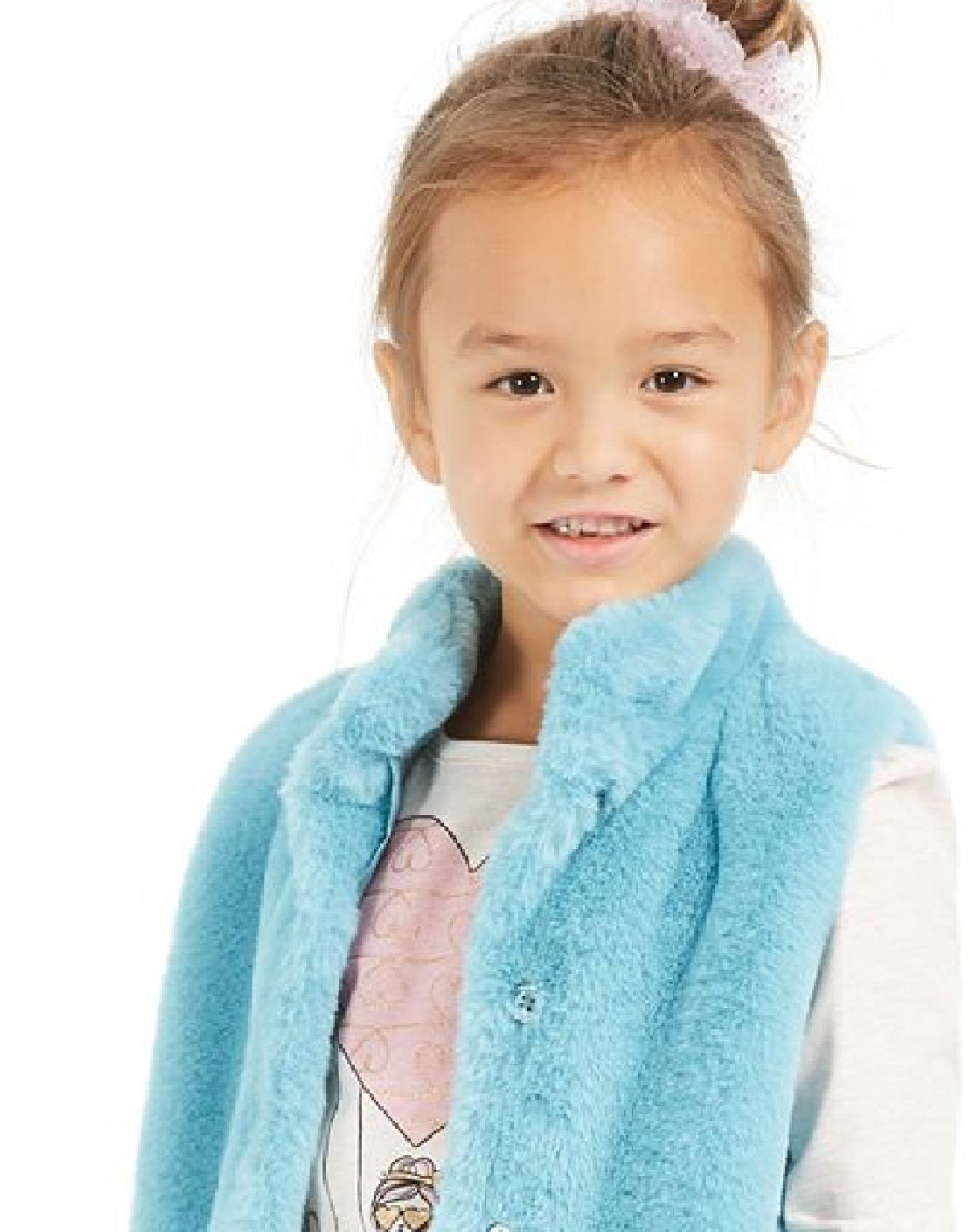 Colete de pele sintética infantil Epic Threads para meninas, azul, tamanho 4T