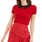 Suéter feminino Maison Jules com gola Peter Pan e manga curta, vermelho, tamanho X-G