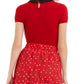 Suéter feminino Maison Jules com gola Peter Pan e manga curta, vermelho, tamanho X-G