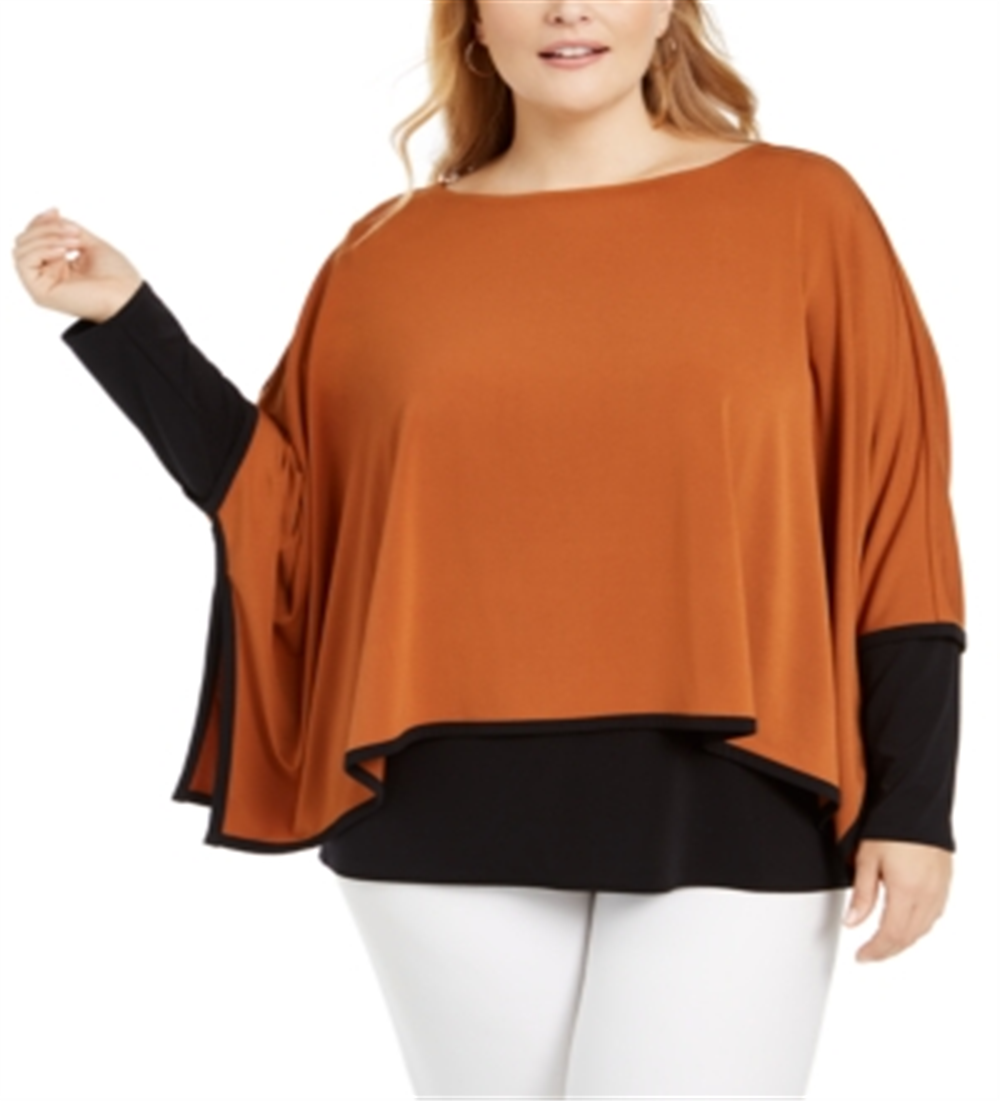 Alfani Plus Size Poncho Plus Size Feminino Marrom Tamanho 0X