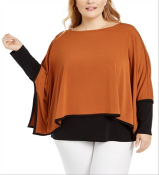 Alfani Plus Size Poncho Plus Size Feminino Marrom Tamanho 0X