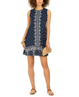 Vestido feminino sem mangas estampado estilo &amp; co, azul, tamanho extrapequeno
