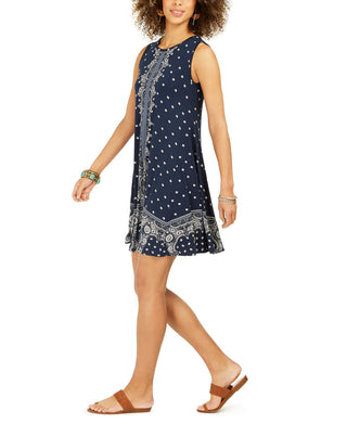 Vestido feminino sem mangas estampado estilo &amp; co, azul, tamanho extrapequeno