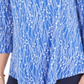 Blusa feminina estampada com manga 3/4 da coleção JM, azul, tamanho X-S