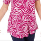 Camiseta feminina estampada manga curta JM Collection rosa tamanho grande