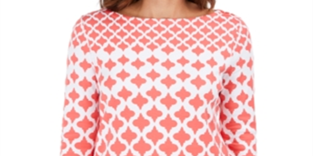 Camiseta feminina Charter Club de algodão estampada, tamanho pequeno, vermelha