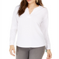 Blusa feminina com decote aberto e manga curta, tamanho pequeno, estilo &amp; co