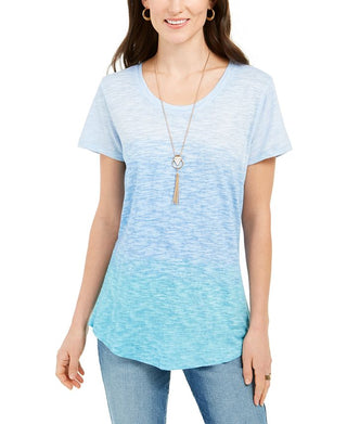 Camiseta feminina de algodão com degradê Style &amp; Co, azul, tamanho X-S