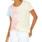 Camiseta feminina com decote redondo e estampa tie-dye estilo &amp; co, amarela, tamanho grande