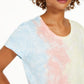 Camiseta feminina com decote redondo e estampa tie-dye estilo &amp; co, amarela, tamanho grande