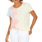Camiseta feminina com decote redondo e estampa tie-dye estilo &amp; co, amarela, tamanho grande