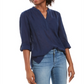 Blusa texturizada com decote em V feminina Style &amp; Co, azul, tamanho pequeno
