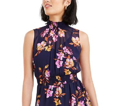 Vestido curto sem mangas floral feminino Bar III, roxo, tamanho extragrande