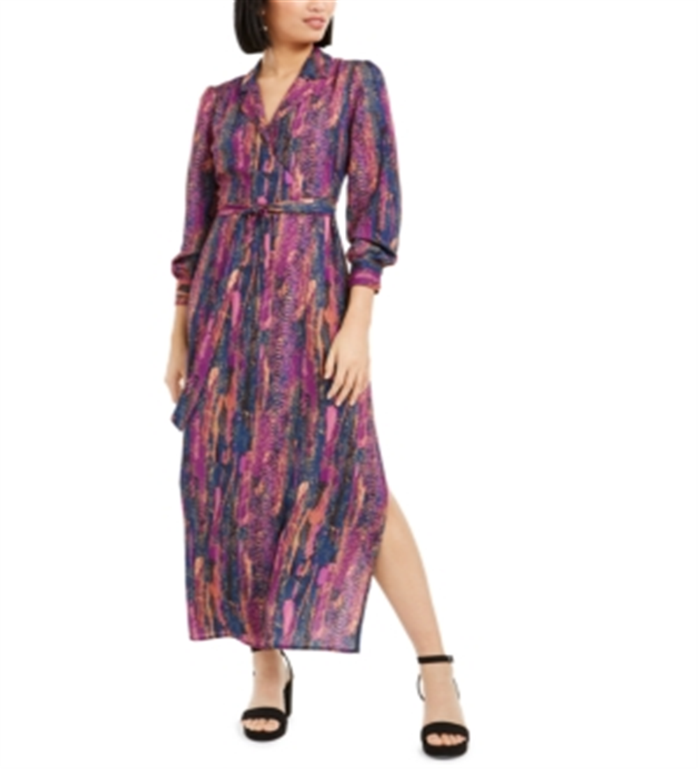 Vestido longo envolvente com estampa de cobra Bar III feminino, rosa, tamanho extrapequeno
