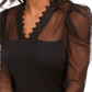 Blusa feminina com manga bufante e ilusão INC International Concepts, preta, tamanho XS