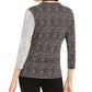 Blusa Alfani Feminina com Estampa Colorblock e Gola V Franzida, Preta, Tamanho X-S