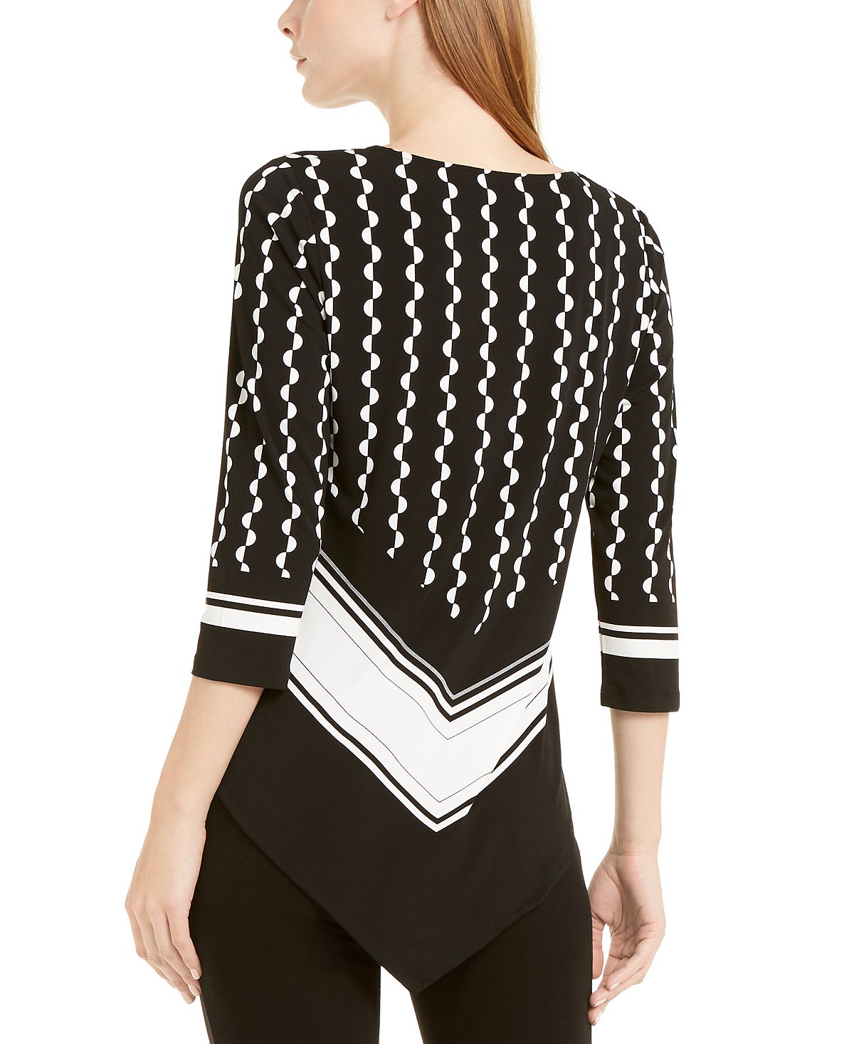 Blusa feminina Alfani manga 3/4 preta tamanho pequeno grande