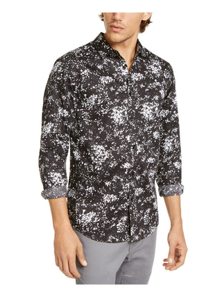 Camisa social masculina preta com gola estampada INC tamanho 2XL grande