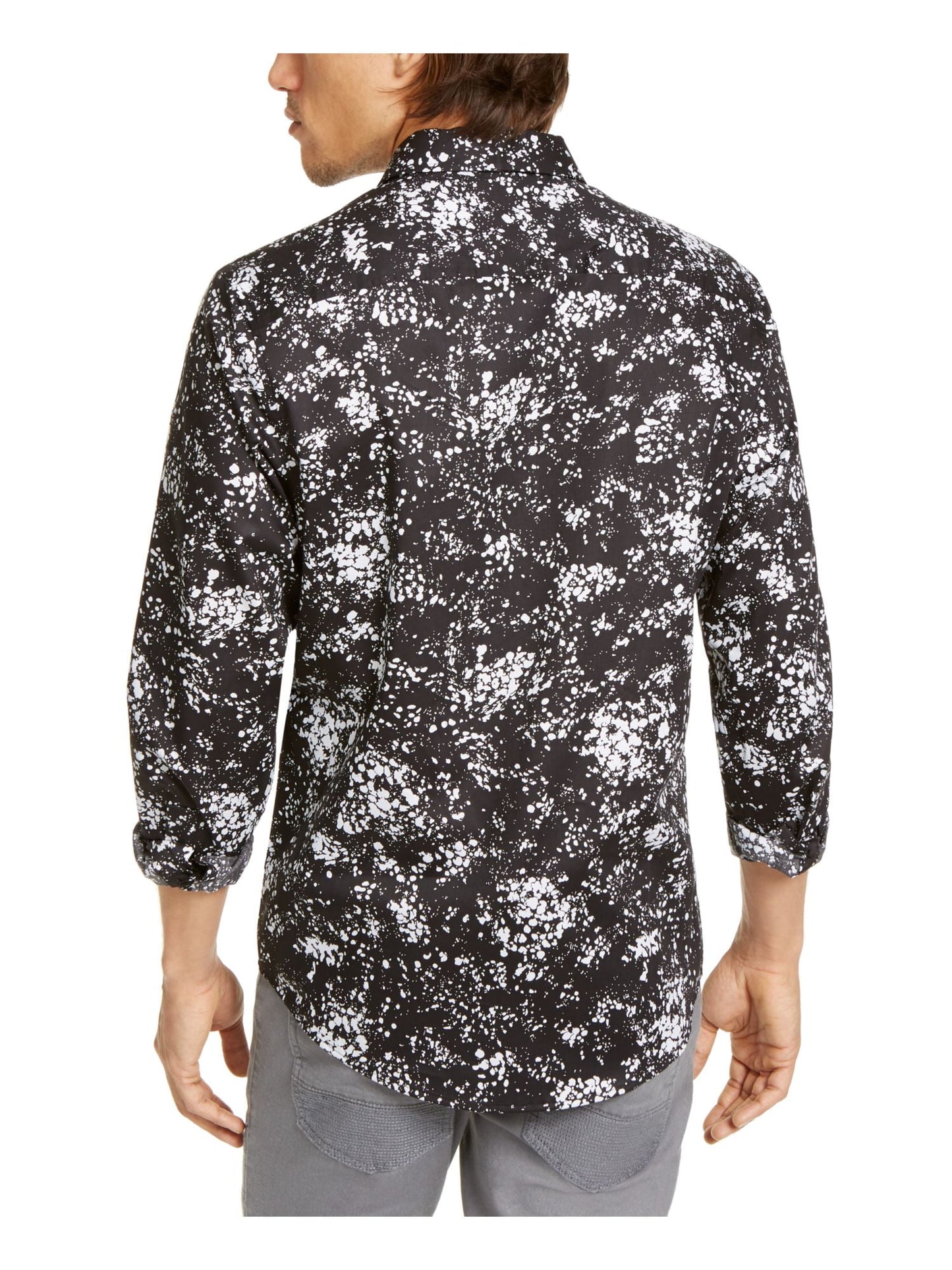 Camisa social masculina preta com gola estampada INC tamanho 2XL grande