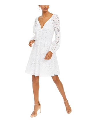 Vestido casual feminino de algodão com ilhós INC International Concepts, branco, tamanho 12