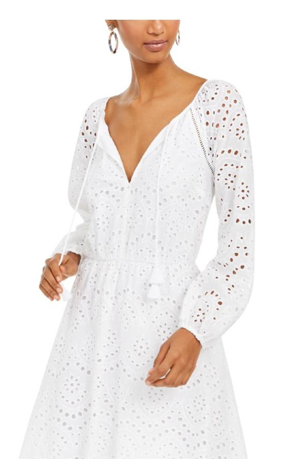 Vestido casual feminino de algodão com ilhós INC International Concepts, branco, tamanho 12
