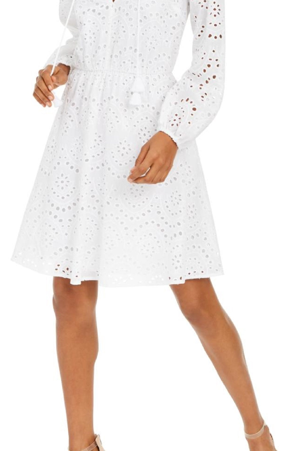Vestido casual feminino de algodão com ilhós INC International Concepts, branco, tamanho 12
