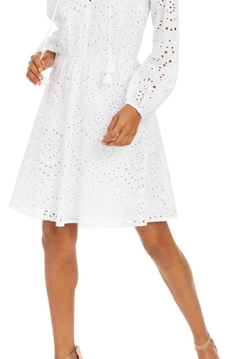 Vestido casual feminino de algodão com ilhós INC International Concepts, branco, tamanho 12