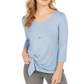 Blusa feminina com amarração frontal estilo &amp; co, azul, tamanho pequeno