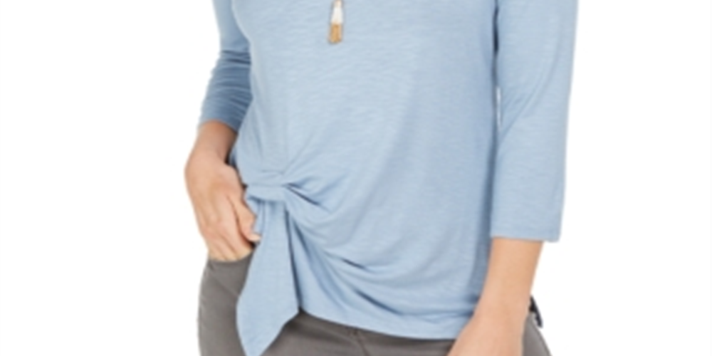 Blusa feminina com amarração frontal estilo &amp; co, azul, tamanho pequeno