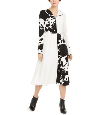 Vestido Alfani Feminino Colorblock Fit &amp; Flare Preto Tamanho 14