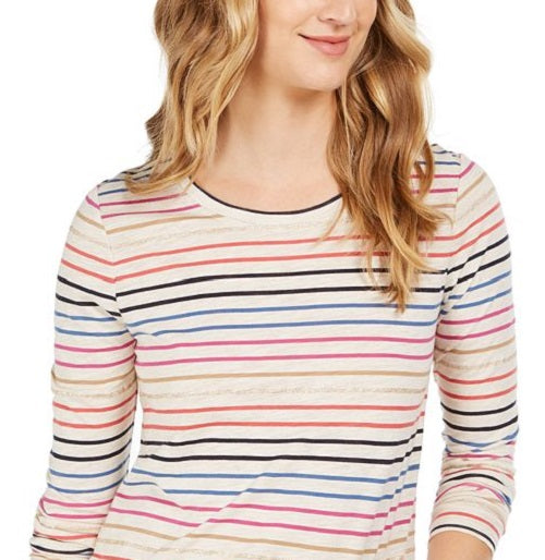 Blusa listrada feminina Style &amp; Co, marrom, tamanho X-S