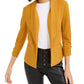Bar III Blazer feminino franzido amarelo tamanho médio
