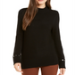 Suéter de malha canelada com detalhes Alfani feminino, preto, tamanho X-S