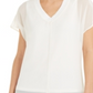 Blusa de noite feminina Alfani com manga curta e decote em V, branca, tamanho X-S