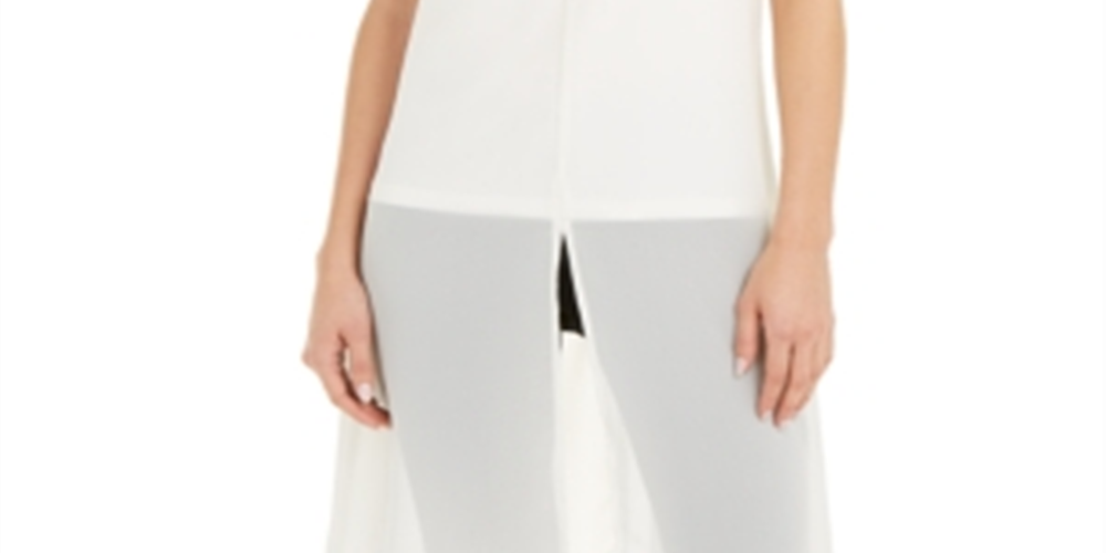 Blusa de noite feminina Alfani com manga curta e decote em V, branca, tamanho X-S