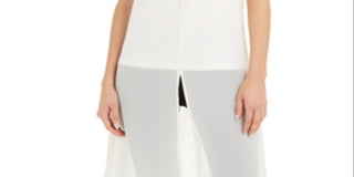 Blusa de noite feminina Alfani com manga curta e decote em V, branca, tamanho X-S