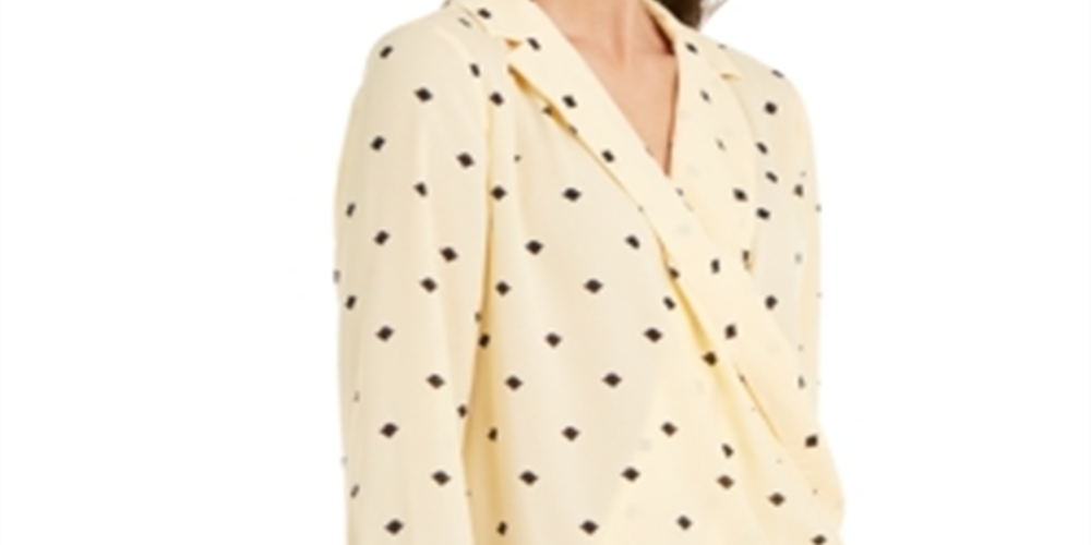 Blusa feminina Alfani com sobrepeliz estampada, amarela, tamanho médio