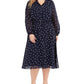 Vestido casual feminino Alfani Plus com bolinhas MIDI, azul escuro, tamanho 16W