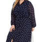 Vestido casual feminino Alfani Plus com bolinhas MIDI, azul escuro, tamanho 16W