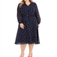 Vestido casual feminino Alfani Plus com bolinhas MIDI, azul escuro, tamanho 16W