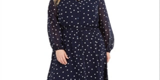 Vestido casual feminino Alfani Plus com bolinhas MIDI, azul escuro, tamanho 16W