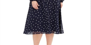 Vestido casual feminino Alfani Plus com bolinhas MIDI, azul escuro, tamanho 16W