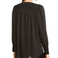 Blusa feminina Alfani com botões e bolinhas, preta, tamanho médio