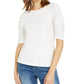 Blusa feminina com manga bufante INC International Concepts, branca, tamanho grande