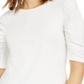 Blusa feminina com manga bufante INC International Concepts, branca, tamanho grande